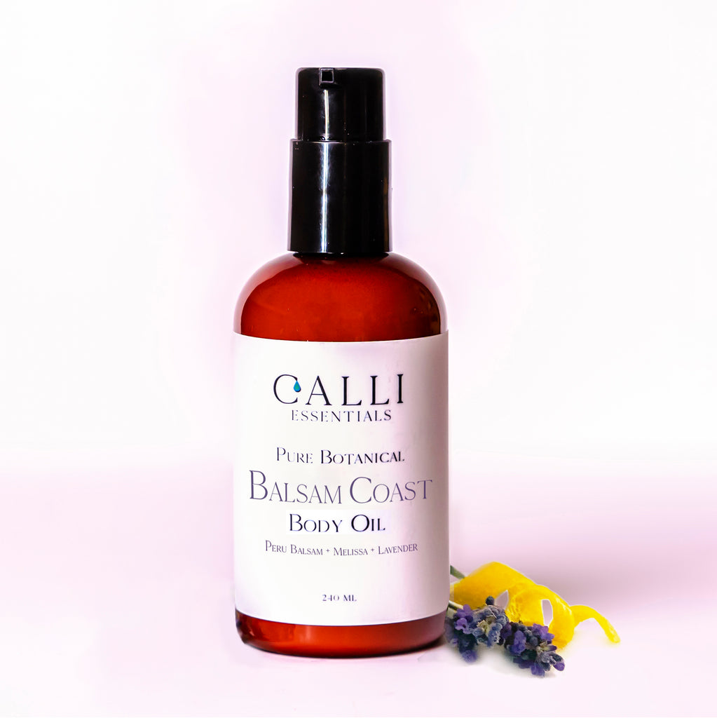 Balsam coast body oils with peru balsam and melissa