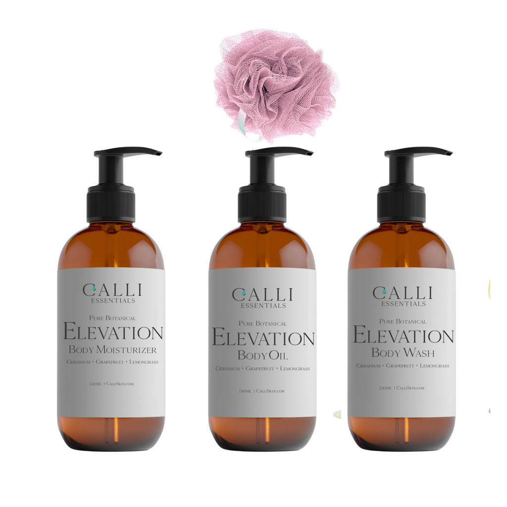 Calli Essential aromatherapy gift bundle trio body wash, body moisturizer and body oil