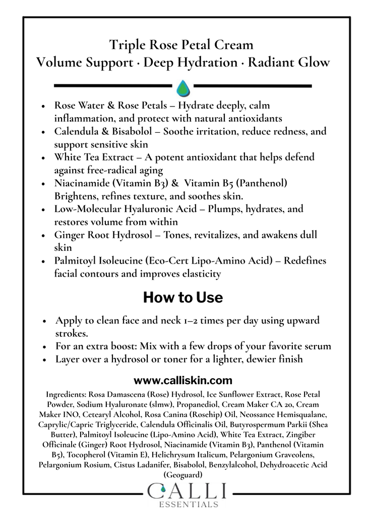 Calli Essentials Triple Rose Cream Benefits and Applications