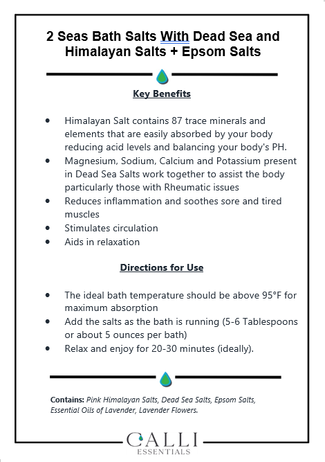 2 Seas Bath Salts With Dead Sea and Himalayan Salts + Epsom Salts - www.CalliSkin.com