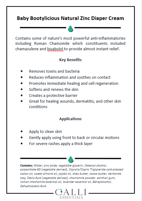 Baby Bootylicious Diaper Cream / Natural Zinc Diaper Cream - www.CalliSkin.com
