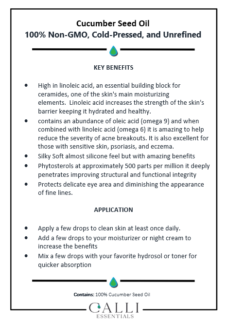 Cucumber Seed Oil - www.CalliSkin.com