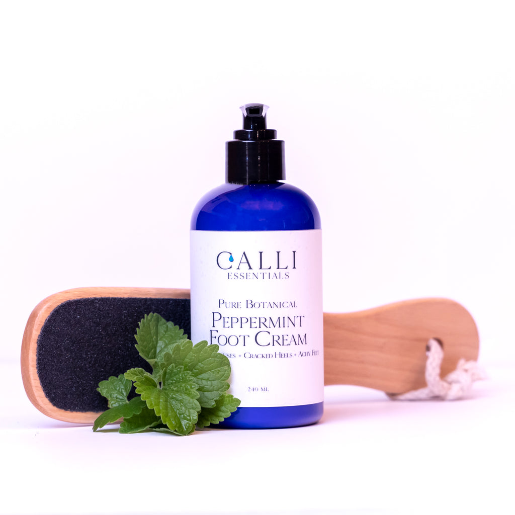 Vegan Peppermint Foot Cream Gift Set with Wet/ Dry Foot File - www.CalliSkin.com