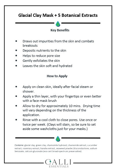 Glacial Clay Mask + 5 Botanical Extracts - www.CalliSkin.com