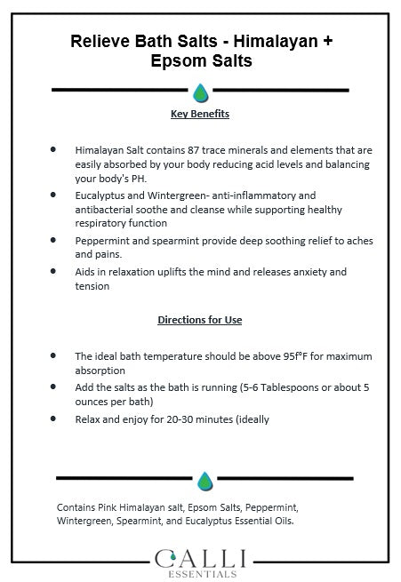 Relieve Bath Salts -Himalayan + Epsom Salts - www.CalliSkin.com