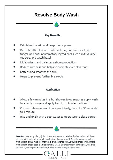 Resolve Body Wash (For Body Acne and Body Breakouts) - www.CalliSkin.com