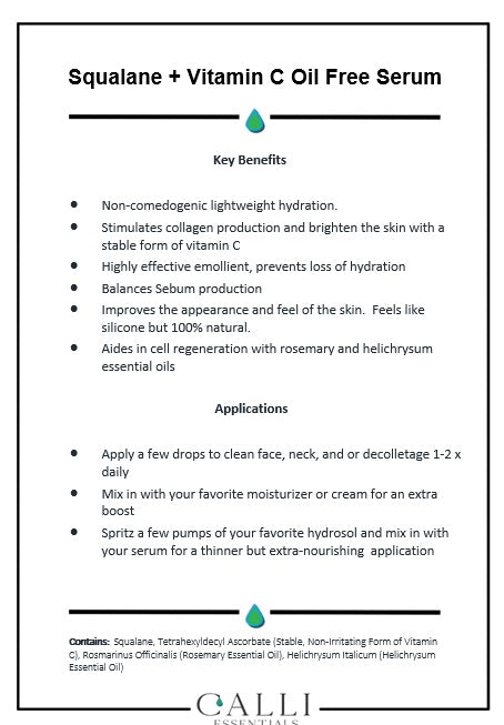 Squalane + Vitamin C  Oil Free Serum - www.CalliSkin.com